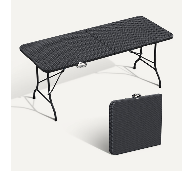 Table De Camping Pique Nique Pliable 180 cm Hdpe Polyrotin Noire