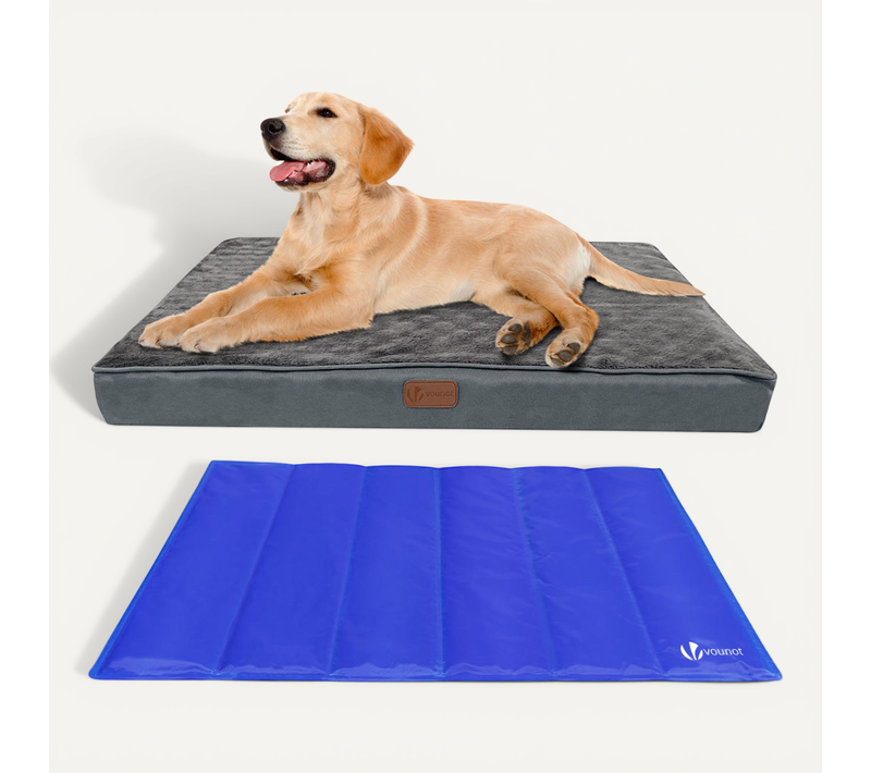 Matelas Panier Pour Chien Avec Tapis Gel Rafraichissant Amovible 75x50cm