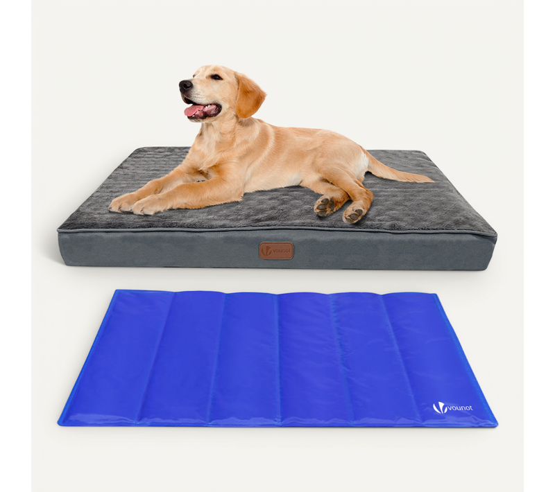 Matelas Panier Pour Chien Avec Tapis Gel Rafraichissant Amovible 90x68cm