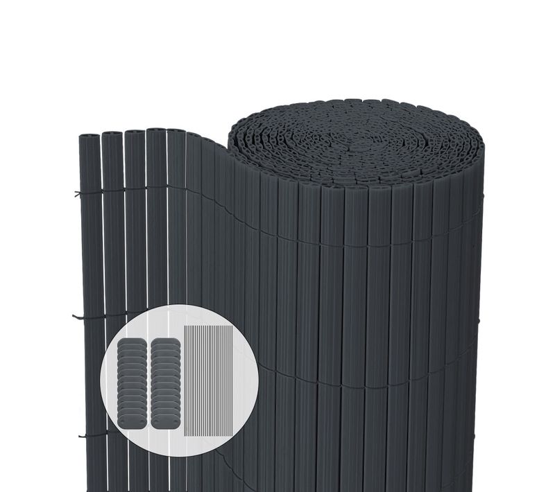 Canisse Pvc Brise Vue Ultra Renforce Avec Attaches De Fixation 100x500cm Gris