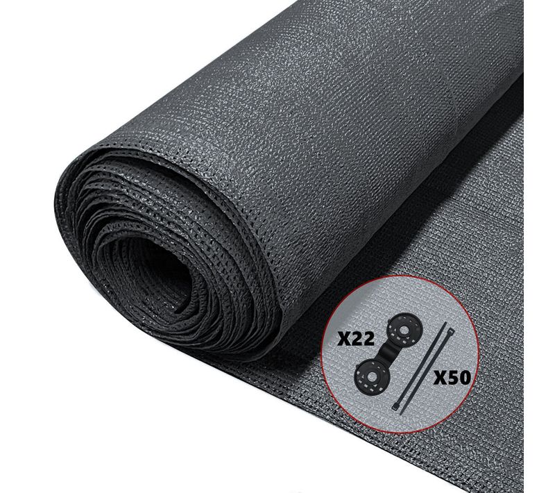Brise Vue Occultant En HDpe 90g/m² 1x10m Avec Attaches De Fixation Anthracite