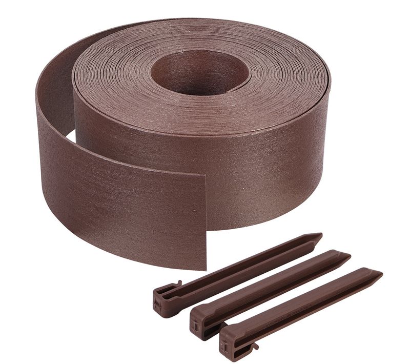 Bordure De Jardin Pe Haute Flexible 20m Avec Piquets Style Bois