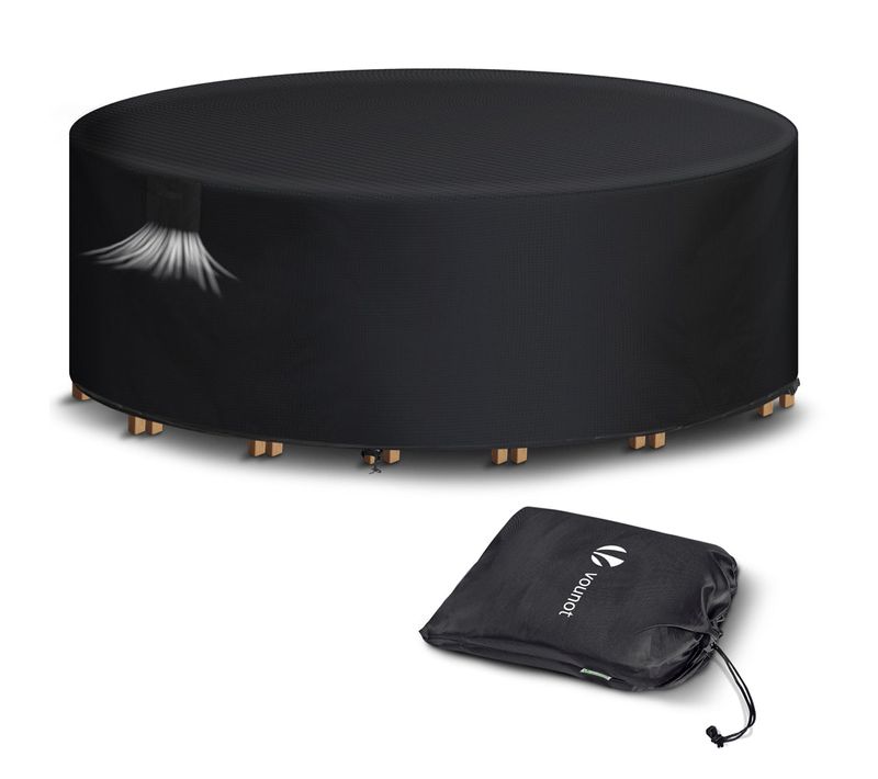 Housse Salon De Jardin Bache De Protection 420d Φ190x73cm Noire
