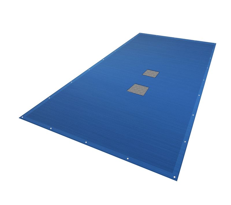 Bache Piscine Rectangulaire Double Couche En Polyethylene 160 Gr/m2 Avec Filet Ecoulement 4x8m Bleue