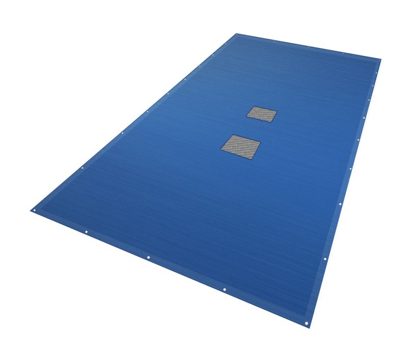 Bache Piscine Rectangulaire Double Couche En Polyethylene 160 Gr/m2 Avec Filet Ecoulement 4x9m Bleue