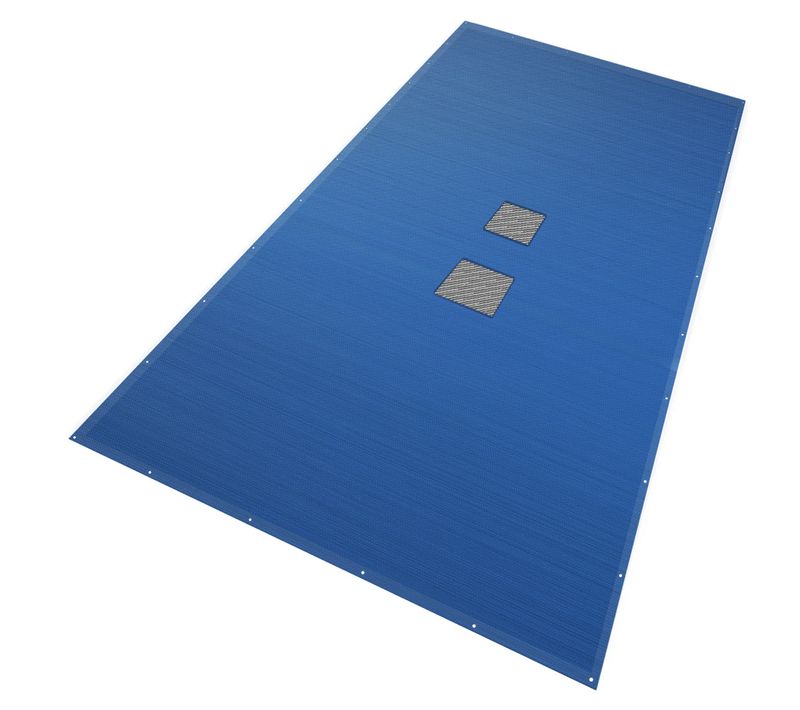 Bache Piscine Rectangulaire Double Couche Polyethylene 160 Gr/m2 Avec Filet Ecoulement 5x10m Bleue