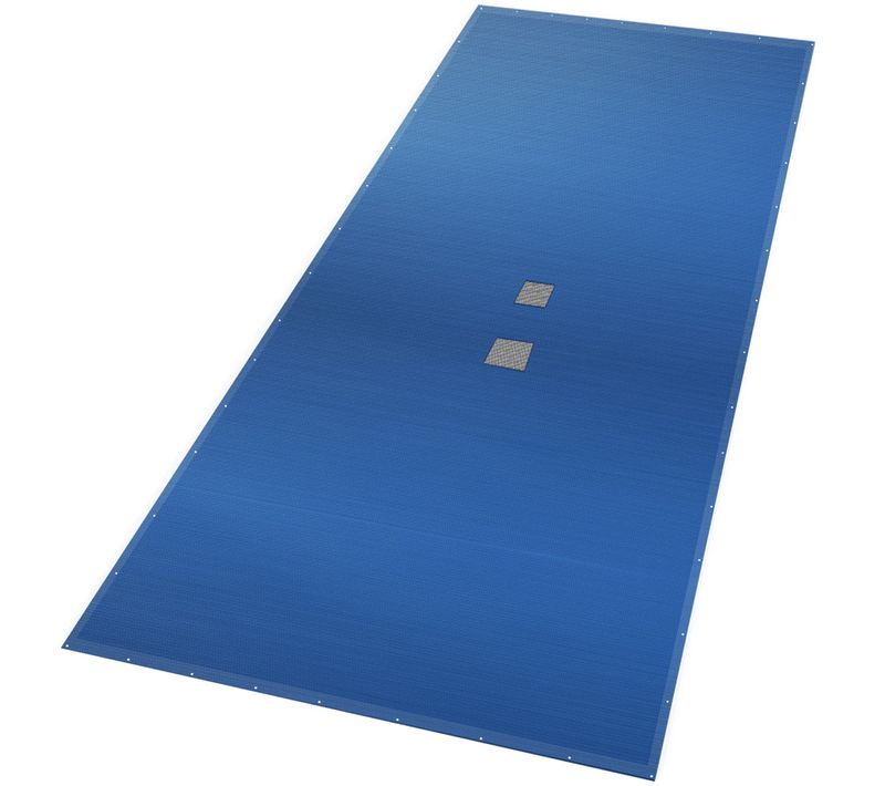 Bache Piscine Rectangulaire Double Couche Polyethylene 160 Gr/m2 Avec Filet Ecoulement 8x14m Bleue