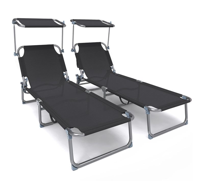 Transat Pare Soleil Textilene Et Range Magazine Lot De 2 Pièces Noir