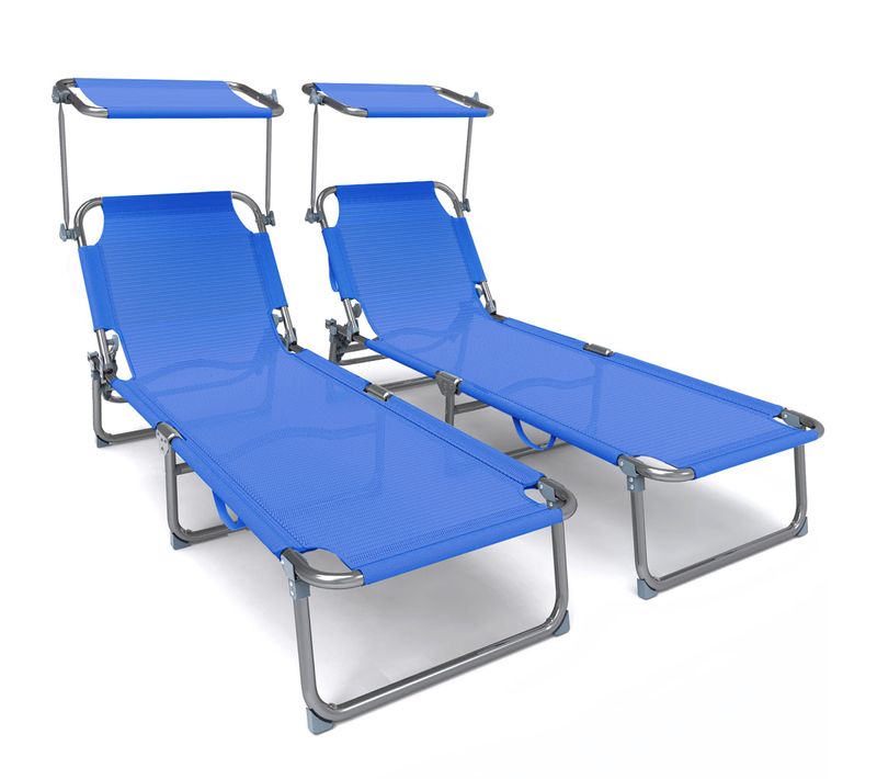 Transat Pare Soleil Textilene Et Range Magazine Lot De 2 Pièces Bleu