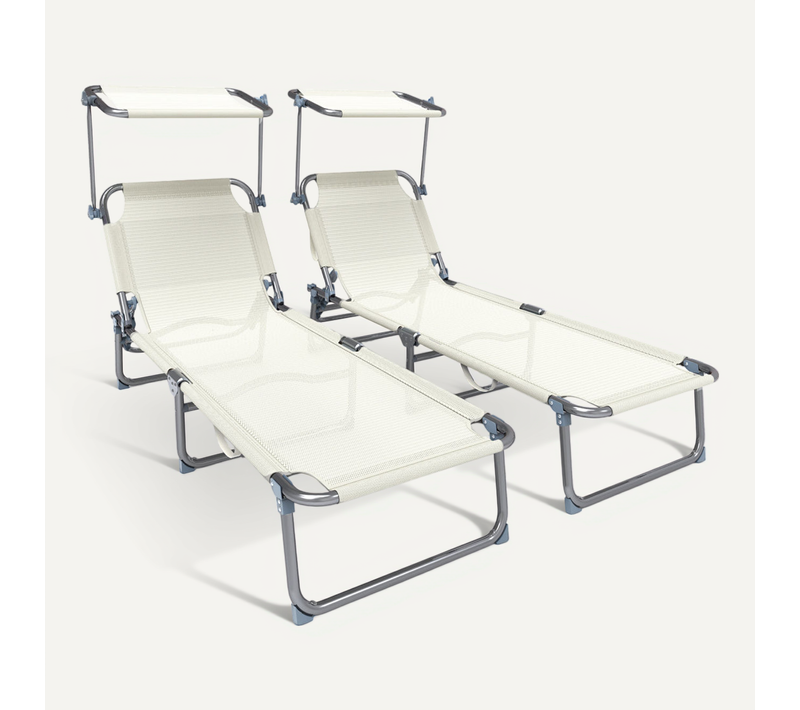 Transat Pare Soleil Textilene Et Range Magazine Lot De 2 PCs Beige