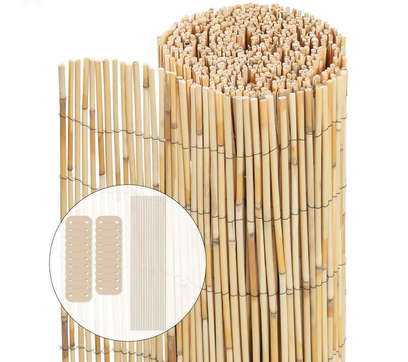 Canisse En Roseau Naturel Brise Vue Avec Attaches De Fixation 140x600cm