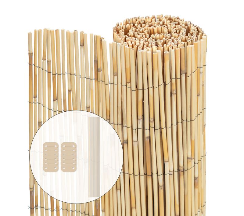 Canisse En Roseau Naturel Brise Vue Avec Attaches De Fixation 140x300cm