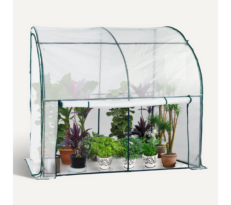 Serre De Jardin Hivernage Murale Adossee Avec Bache Pe 200x100x180cm Blanc