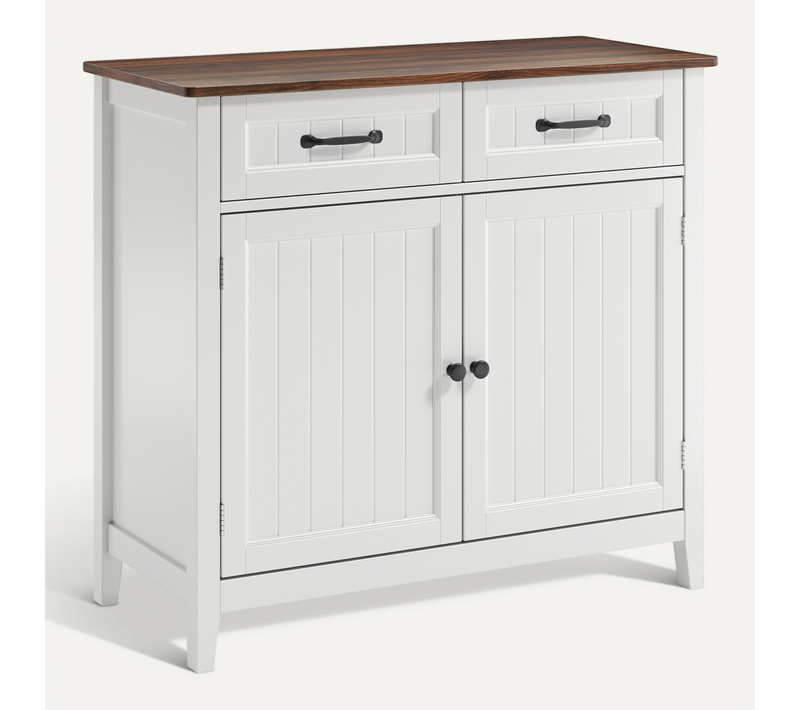 Buffet Cuisine Armoire De Cuisine Avec 2 Portes Et 2 Tiroirs Marron