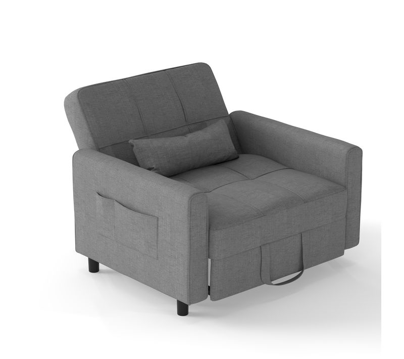 Fauteuil Convertible En Tissu - Gris Clair