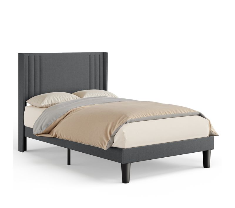 Lit Capitonné En Métal 120x200 Cm Avec Rangements Gris