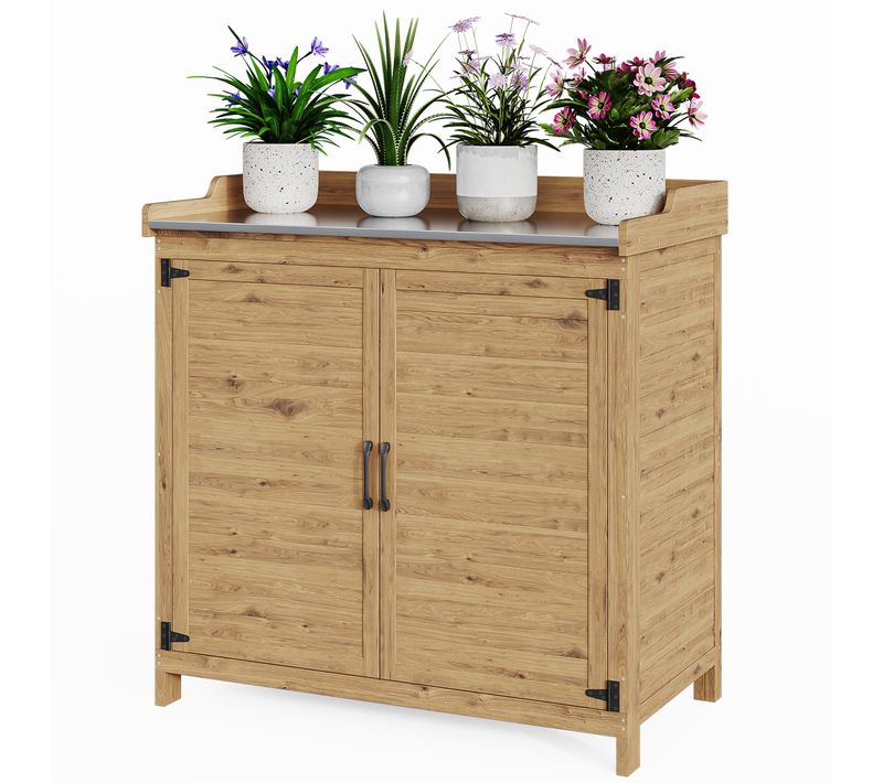 Table De Rempotage Placard De Rangement Extérieur Bois Sapin Table Jardinage Plateau Métal