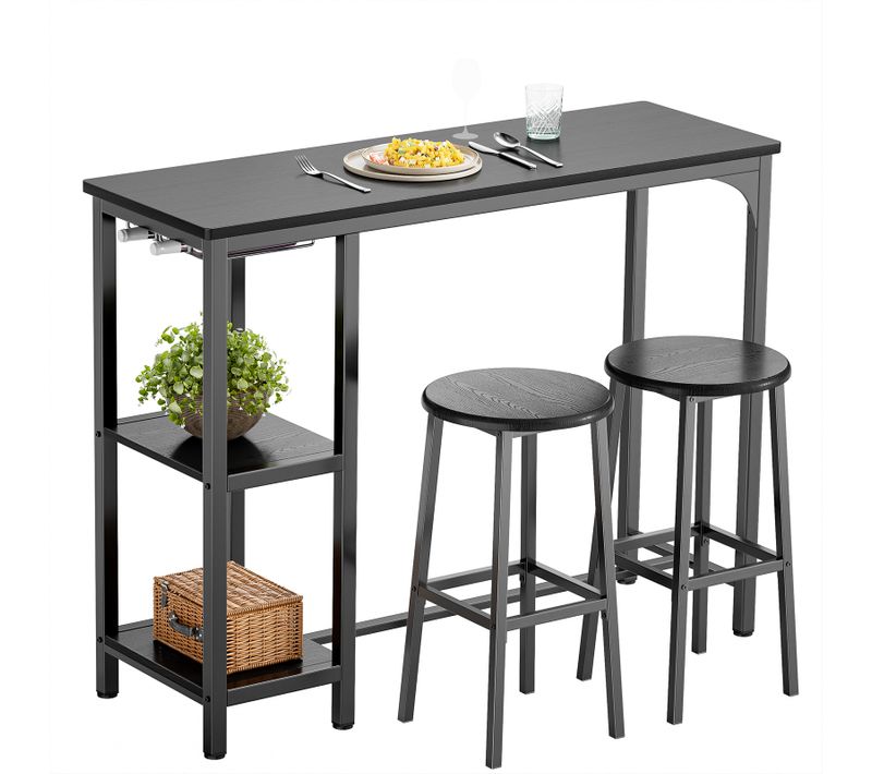 Table Haute Mange Debout 2 Tabouret Table De De Meubles De Salle à Manger Cadre En Acier Noir