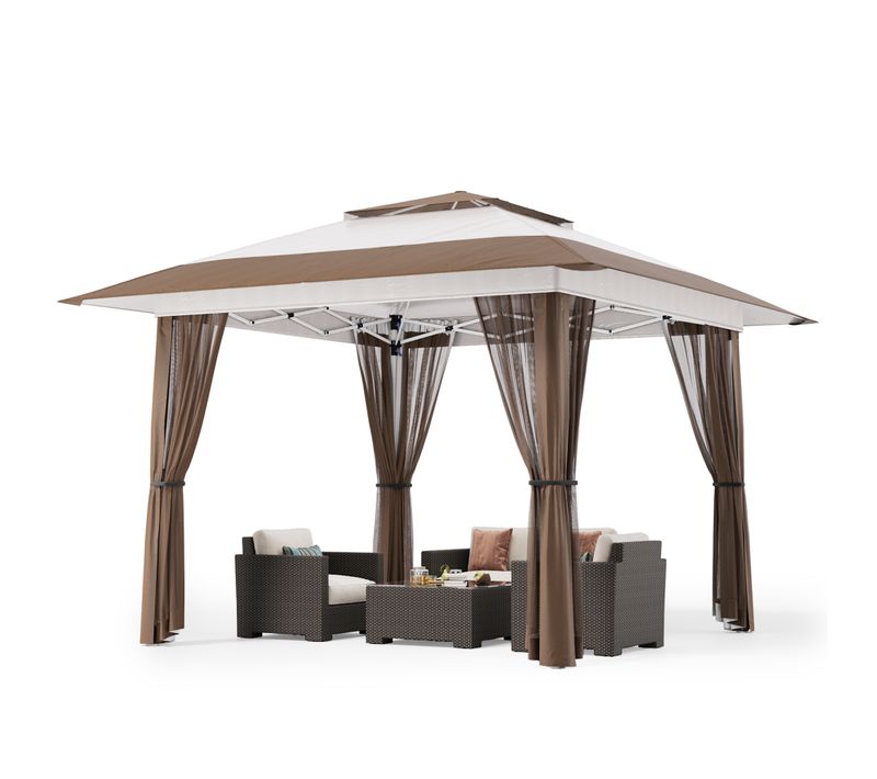 Bealife Tonnelle Pliante 3x3 Imperméable Tonnelle Jardin Exterieur Barnum Uv 50+ Anti-insectes Beige