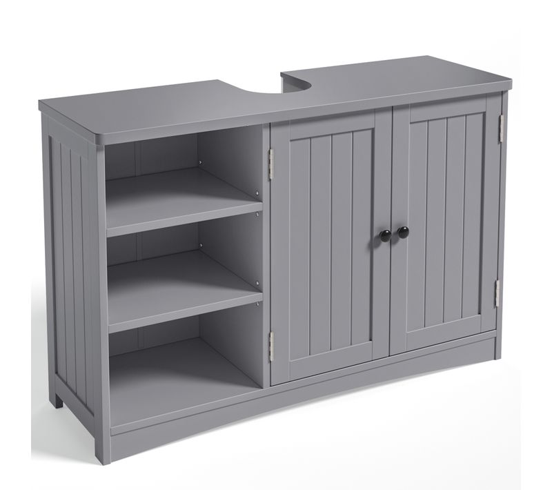 Meuble Sous Lavabo Salle De Bain Rangement Sur Pied 2 Portes 3 étages étagères 90 X 30 X 60 Cm