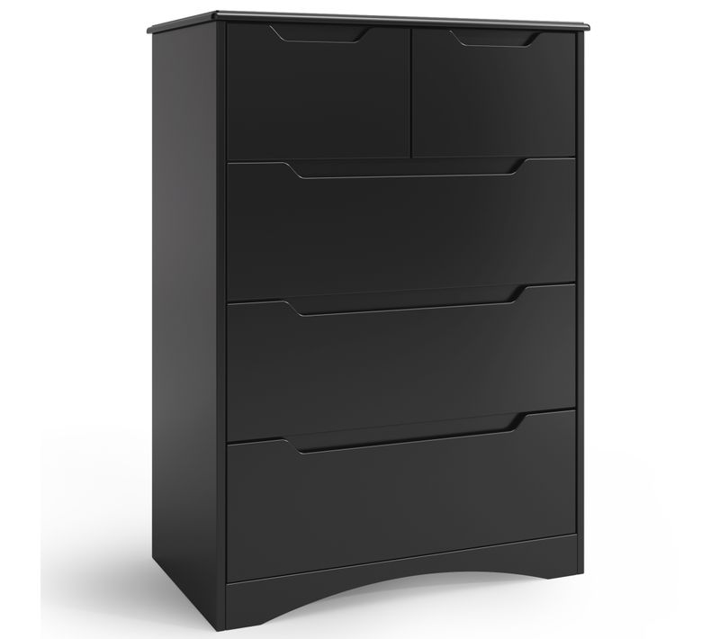 Commode 5 Tiroirs Chiffonnier Noir 72 X 41 X 94 Cm