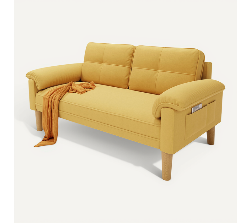 Canapé 2 Places Relax Tissu Jaune,145 X 77 X 77 Cm