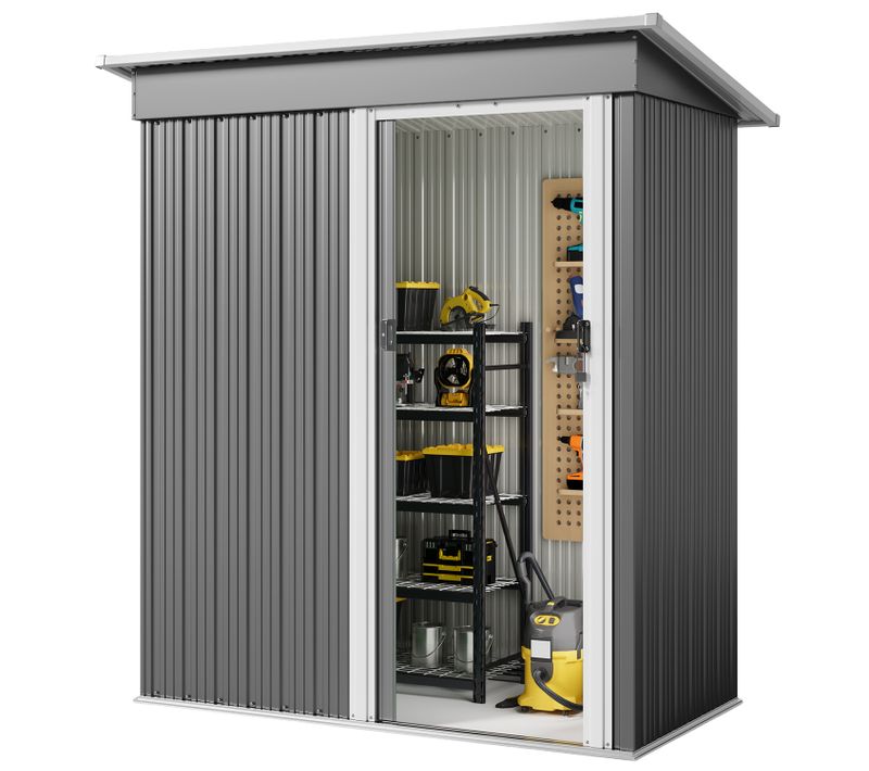 Abri De Jardin Métallique étanche,hangar De Rangement Extérieur Résistant Uv,acier Galvanisé Gris