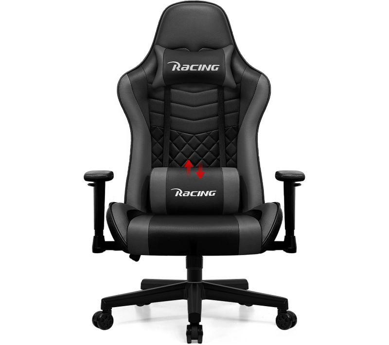 Chaise Gaming Charge 150kg, Fauteuil Bureau Ergonomique, Assise De 56cm, Hauteur, Coussins Réglables