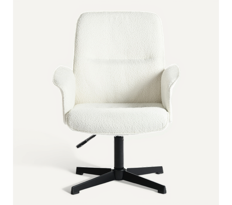 Fauteuil Scandinave Chaise De Salon Pivotant Hauteur Réglable Avec Accoudoir En Bouclette Blanc