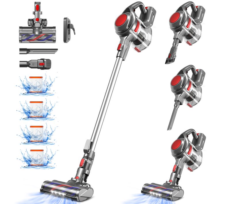 Aspirateur Balai 40kpa Avec Brosse LED Réservoir 1.6l Pour Sols Durs Tapis Et Poils D'animaux