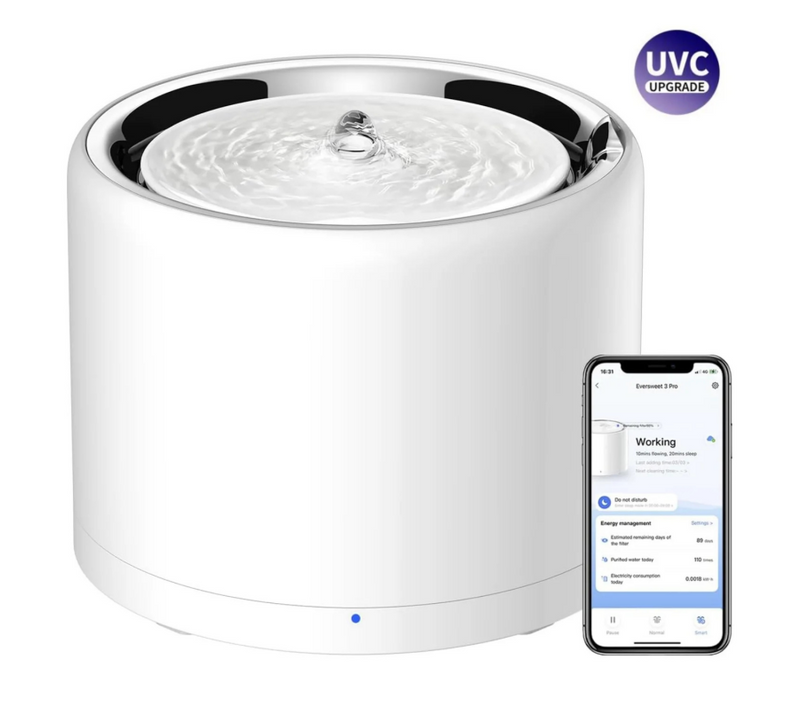 Eversweet Pro 3 Uvc Fontaine à Eau Connectée Pour Animaux 1.8l