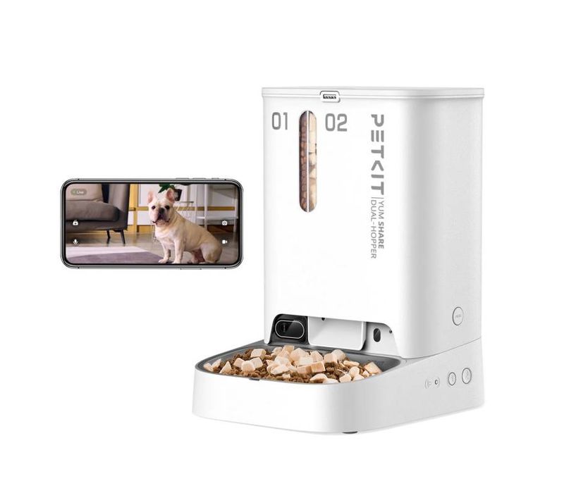 Yumshare Dual-hopper Distributeur De Croquettes Automatique Connecté Double Avec Caméra 5l