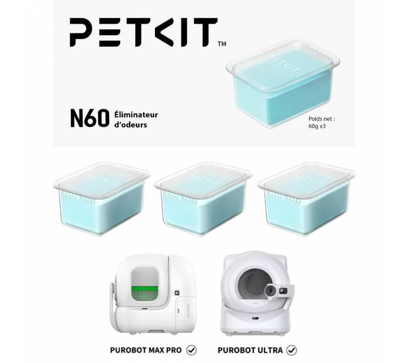 N60 Désodorisants Pour Litière Automatique Lot De 3