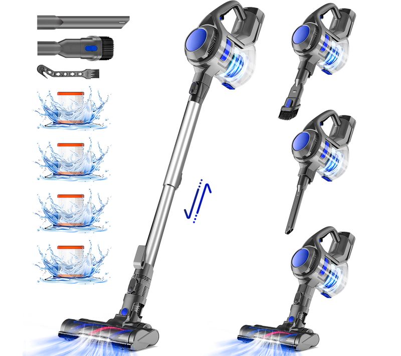 Aspirateur Balai Sans Fil 40 Kpa, 50 Min D'autonomie, 2 Vitesses, 1.3l Capacité, Anti-emmêlement