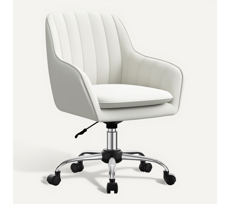 Chaise de bureau, Fauteuil De Bureau avec accoudoirs, Velours,Hauteur Réglable,Rotation à 360°,Blanc