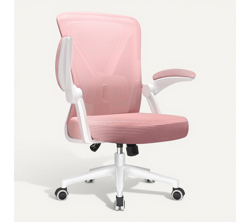 Fauteuil De Bureau ,avec Accoudoirs Pliables,chaise De Bureau, Max 150kg,rose