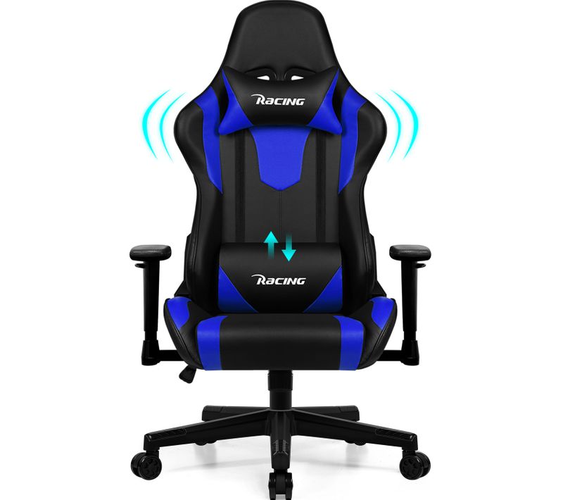 Chaise Gaming ,fauteuil Gamer Inclinable 90°à 165°,charge 150 Kg，Noir et bleu