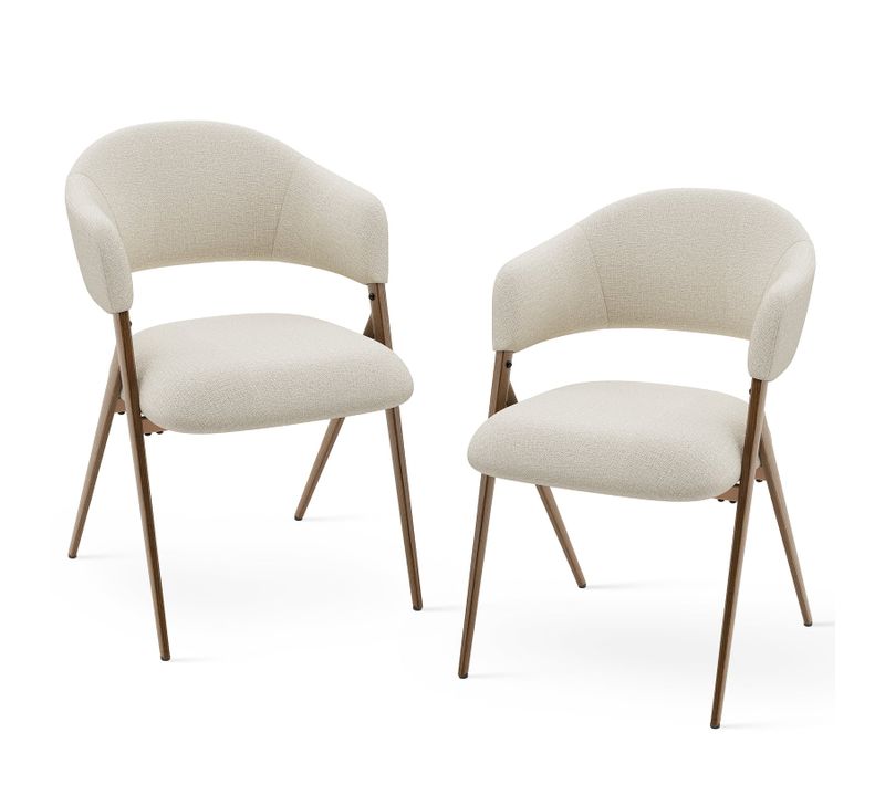 Lot De 2 Chaises De Salle à Manger – Design Ergonomique Et Confortable, Style Vintage - Beige