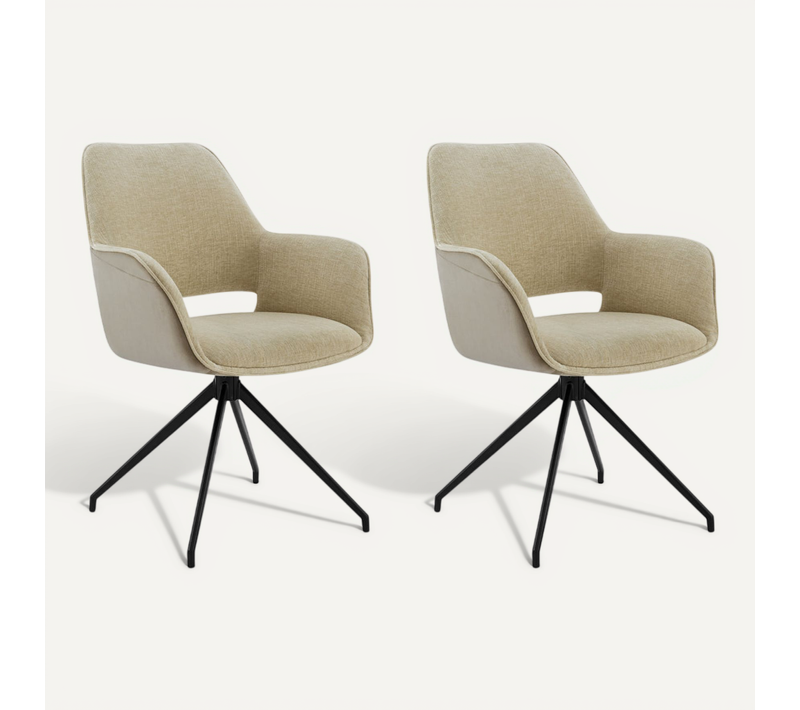 Lot de 2 Chaises de Salle à Manger, Fauteuil Pivotant à 360 degrés, Chaise de Cuisine-Beige