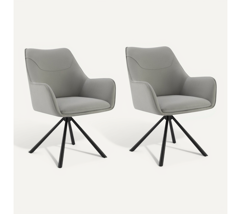 Lot de 2 Chaises de Salle à Manger, Fauteuil Pivotant à 360 degrés, Chaise de Cuisine-Gris