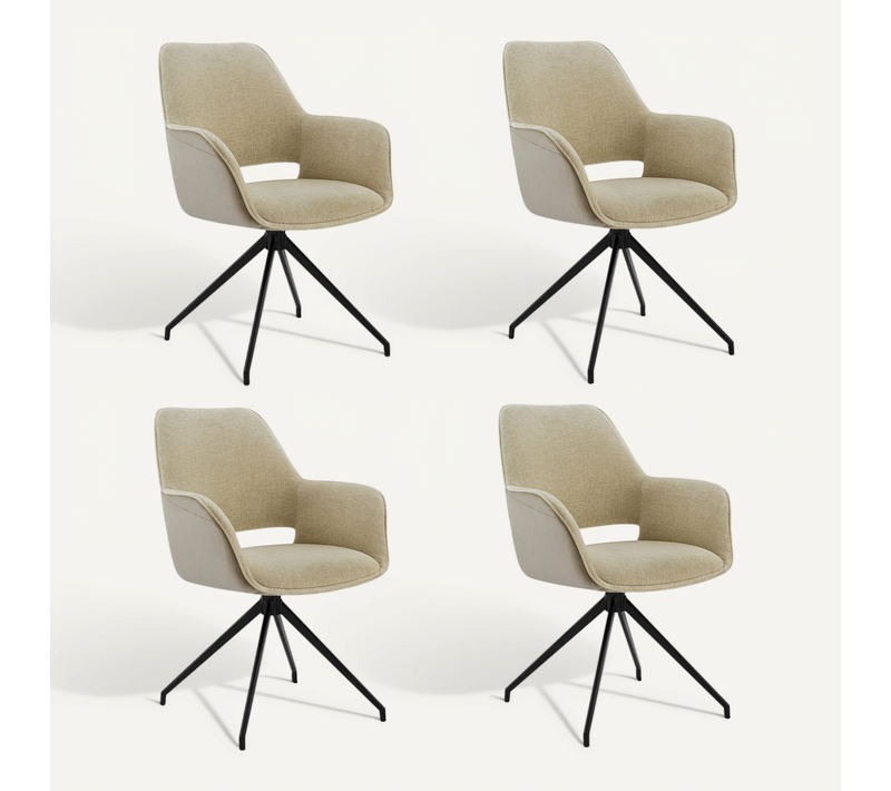 Lot de 4 Chaises de Salle à Manger, Fauteuil Pivotant à 360°, Chaise de Cuisine-Beige