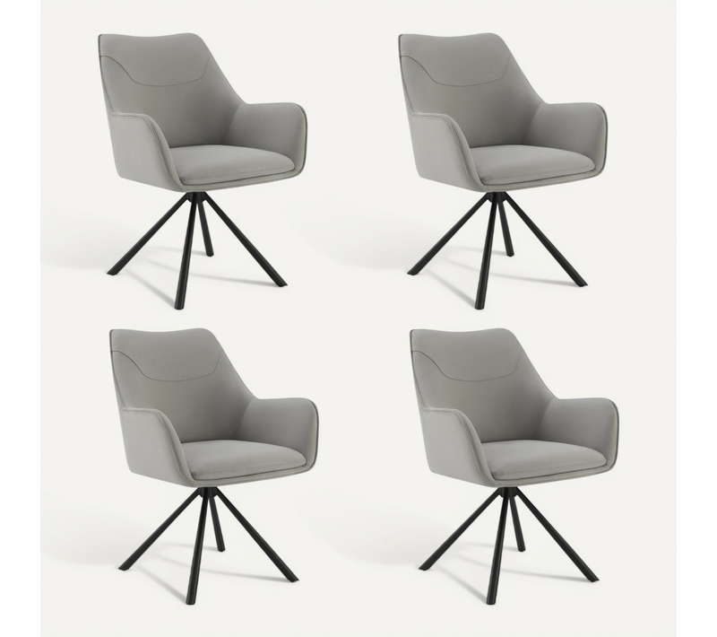 Lot de 4 Chaises de Salle à Manger, Fauteuil Pivotant à 360°, Chaise de Cuisine-Gris