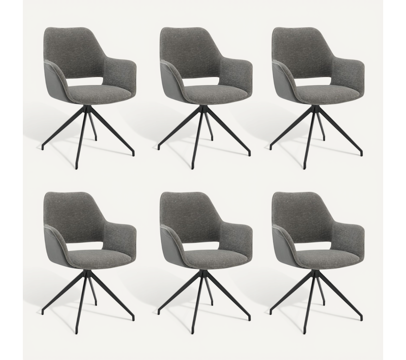 Lot de 6 Chaises de Salle à Manger, Fauteuil Pivotant à 360 degrés, Chaise de Cuisine-Gris
