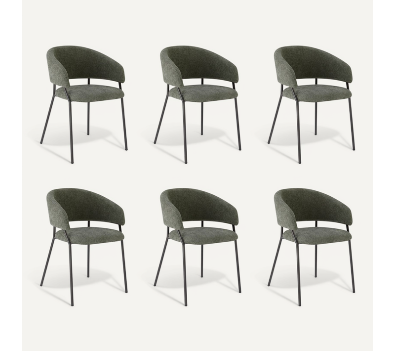 Lot De 6 Chaises De Salle à Manger, Pieds En Métal, Avec Dossier, Style Industriel Gris Foncé