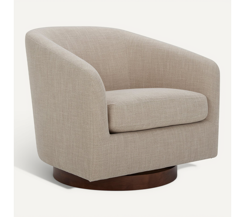 Fauteuil Pivotant Chita, Siège Baquet Rembourré En Tissu Certifié Fsc, Pour Salon-beige