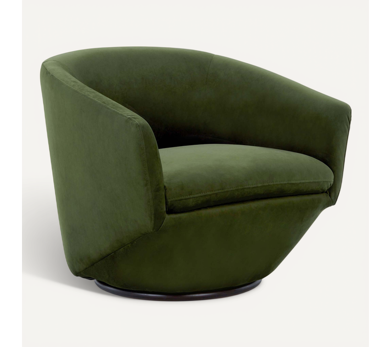 Fauteuil Pivotant Chita, Tissu Velours, Pour Salon, Fauteuil Rond Avec Base Métallique-vert