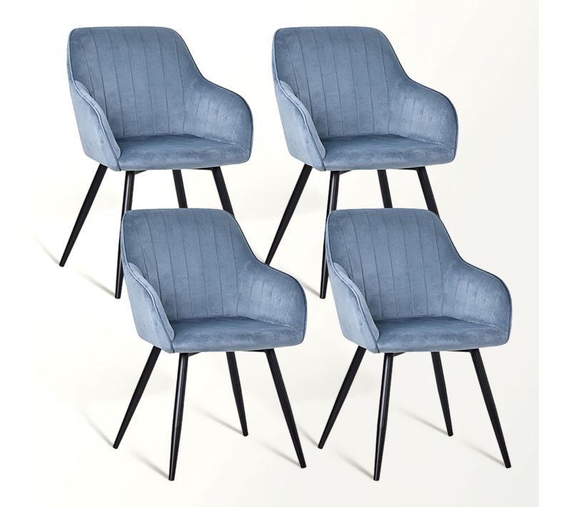 Lot De 4 Chaises Salle à Manger Et Cuisine, Bureau – Confortable 58×63×81cm-Bleu