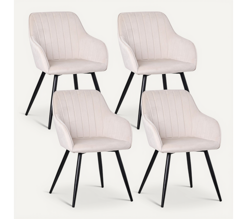Lot De 4 Chaises Salle à Manger Et Cuisine, Bureau – Confortable 58×63×81cm-Blanc