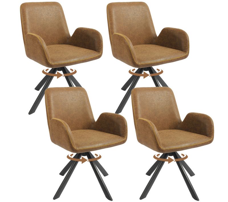 Lot De 4 Chaises Salle à Manger Et Cuisine, Bureau – Confort 56×59×82 Cm – 360°-Brun Vintage