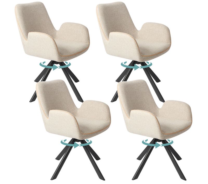 Lot De 4 Chaises Salle à Manger Et Cuisine, Bureau – Confort 56×59×82 Cm – 360°-Avione
